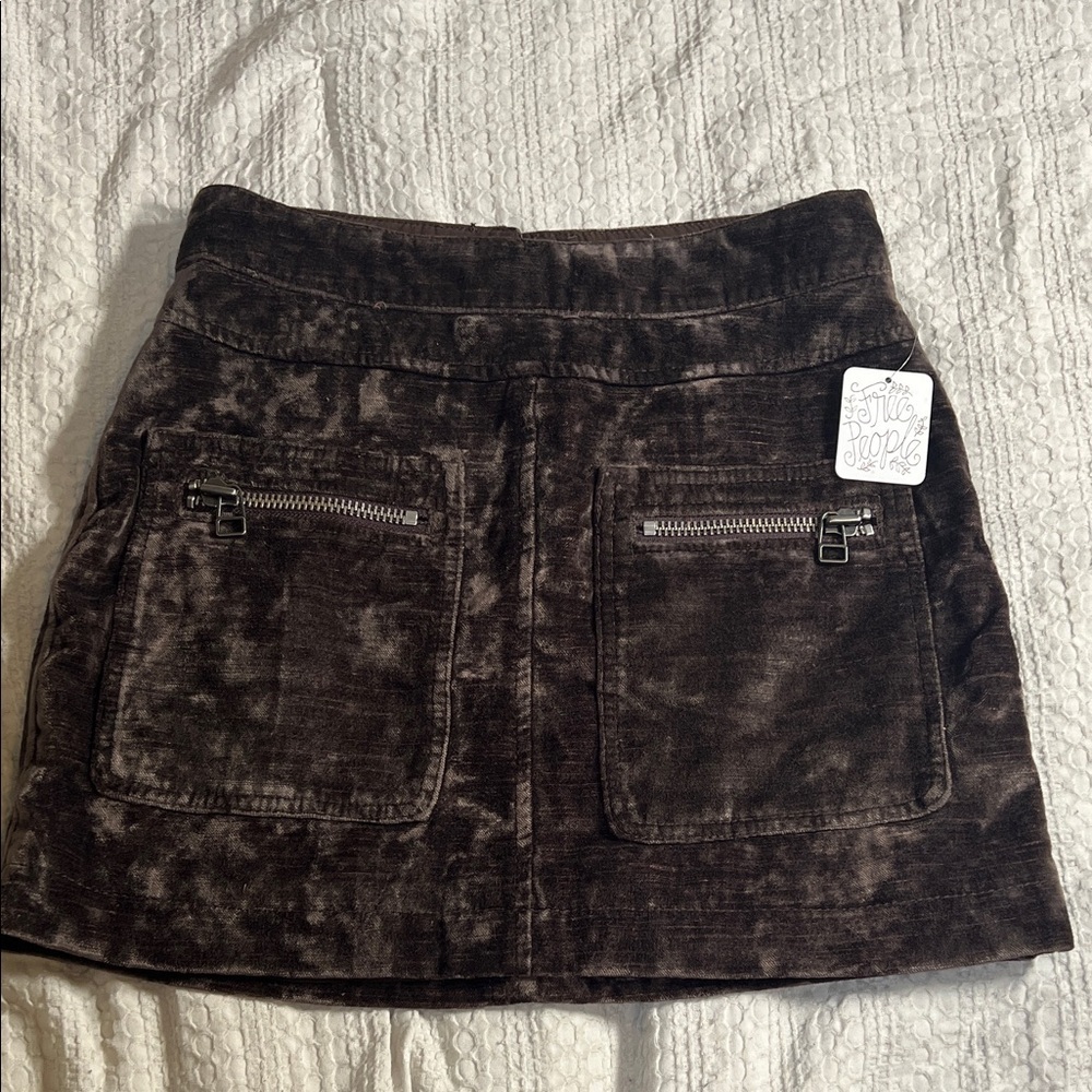 Free People Rich Brown Velvet Mini Skirt size 0